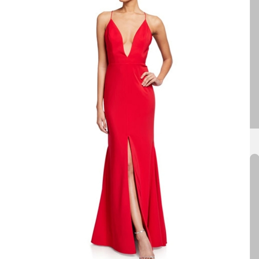 AIDAN MATTOX SPAGHETTI STRAP GOWN